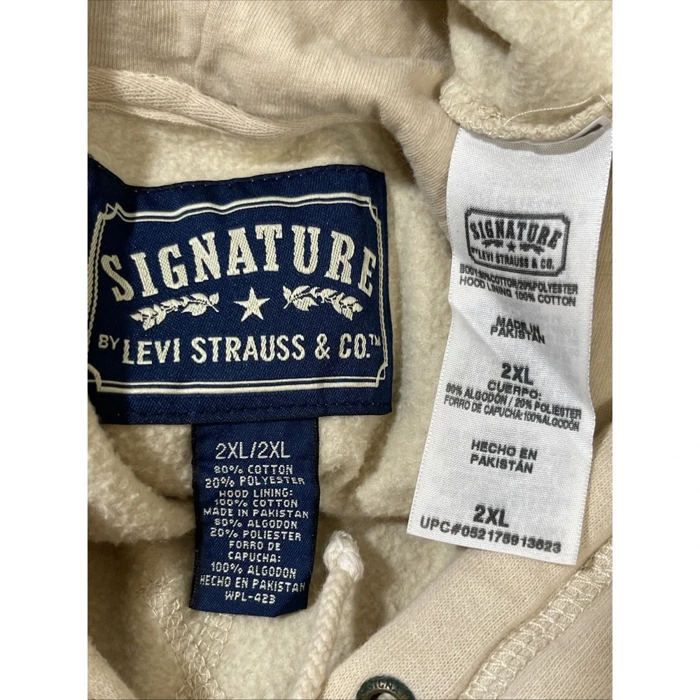 Levi's Signature‎ Pullover Hoodie Sweatshirt Beige XXL
